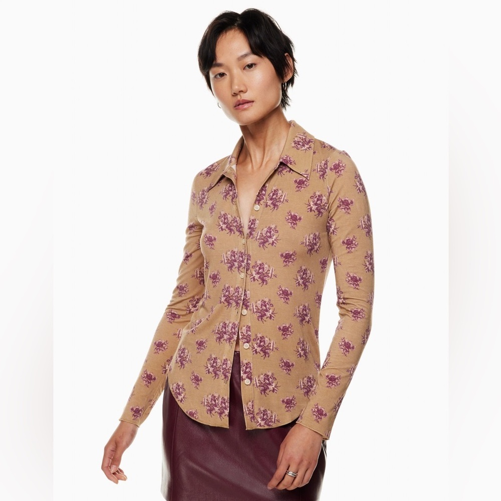 Women’s Wilfred Pose Long Sleeve Jersey Floral Button Up Shirt Size Medium - Picture 1 of 9